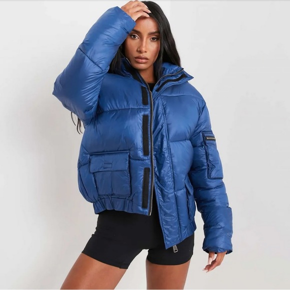 Amur Zip Detail Puffer Jacket In Blue - Picture 4 of 7
